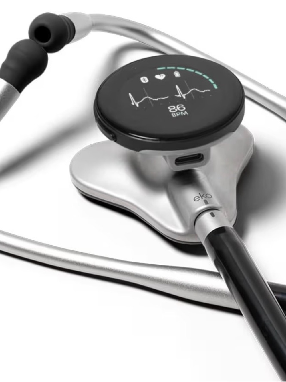 CORE 500, Silver Digital Stethoscope with Black Display